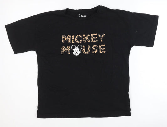 Disney Girls Black Mickey Mouse Graphic T-Shirt - Size 146