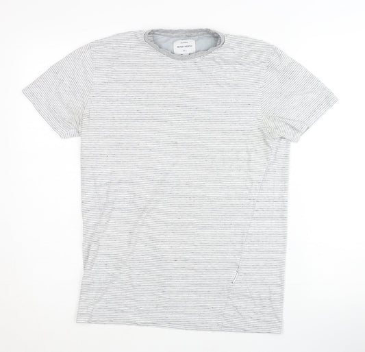 Peter Werth Men's Grey Striped T-Shirt S/XS