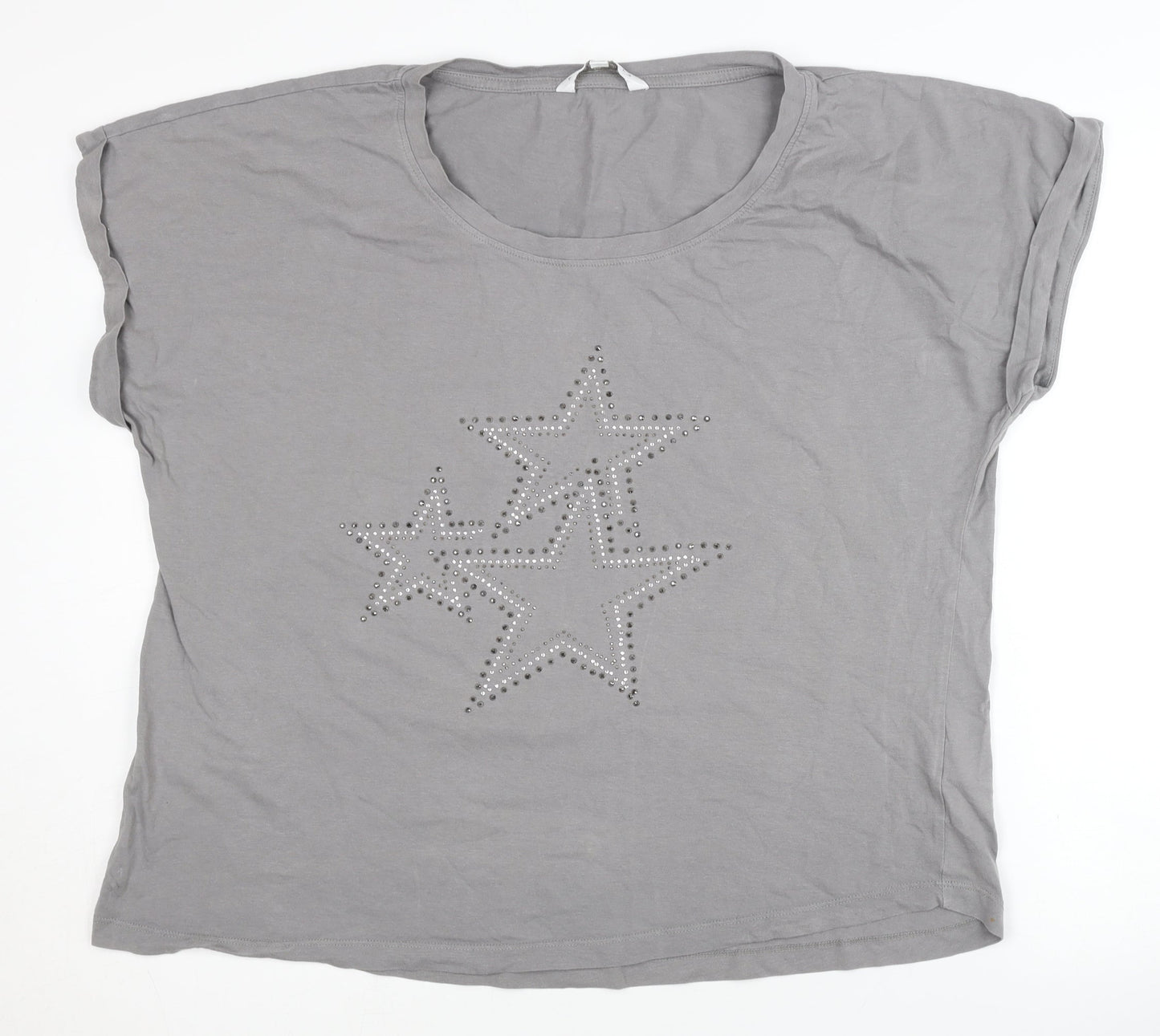 Amara Reya Women's Grey Studded T-Shirt Size 20