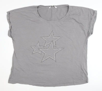 Amara Reya Women's Grey Studded T-Shirt Size 20