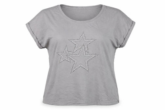 Amara Reya Women's Grey Studded T-Shirt Size 20