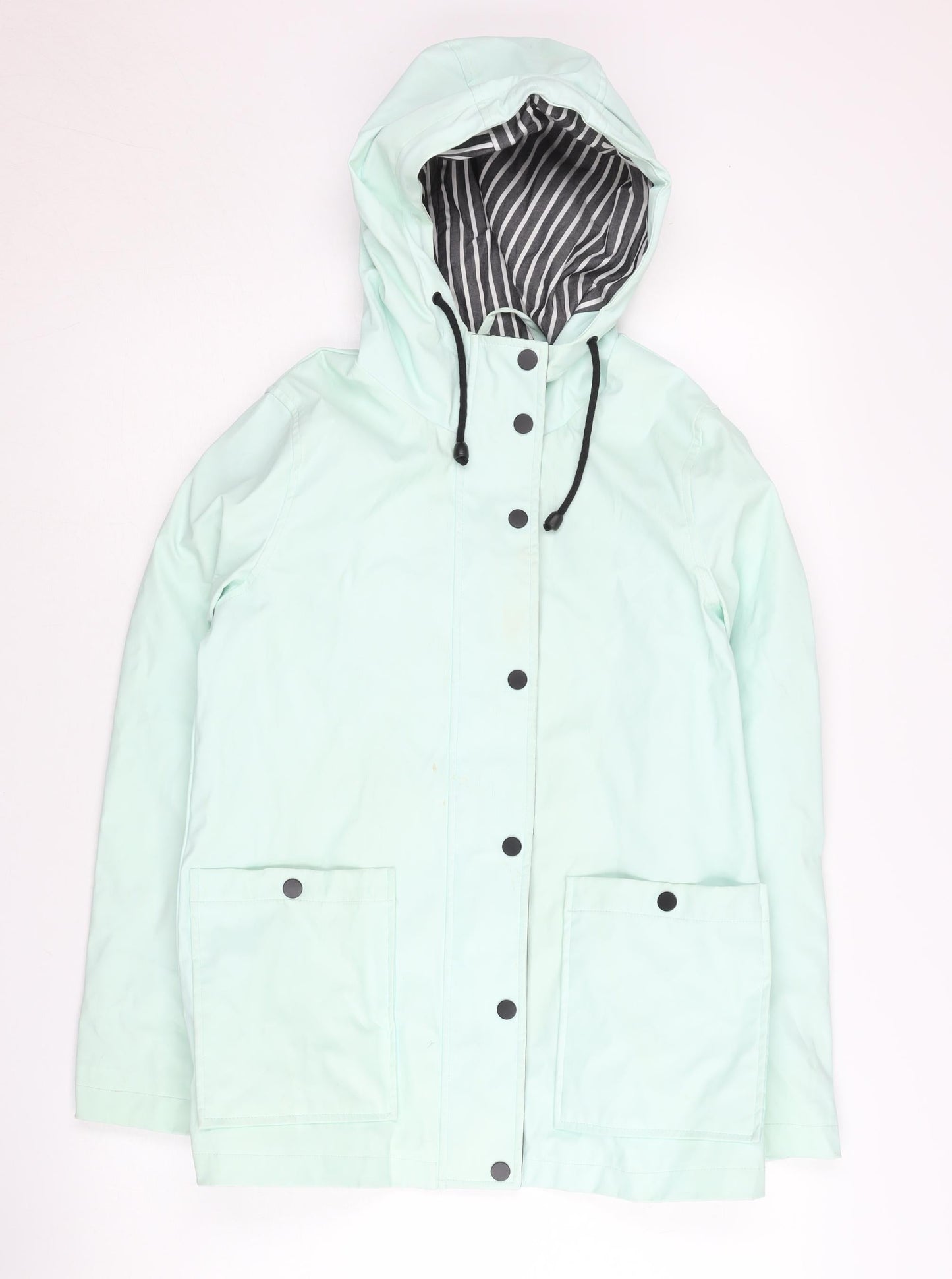 Topshop Women's Green Petite Rain Coat Size 6, Hooded