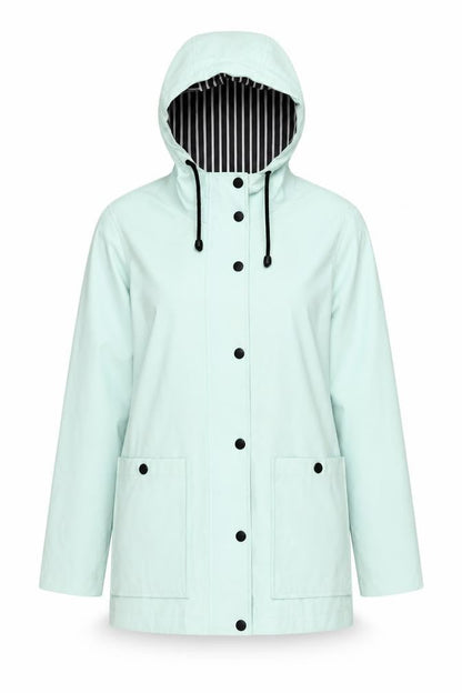 Topshop Women's Green Petite Rain Coat Size 6, Hooded