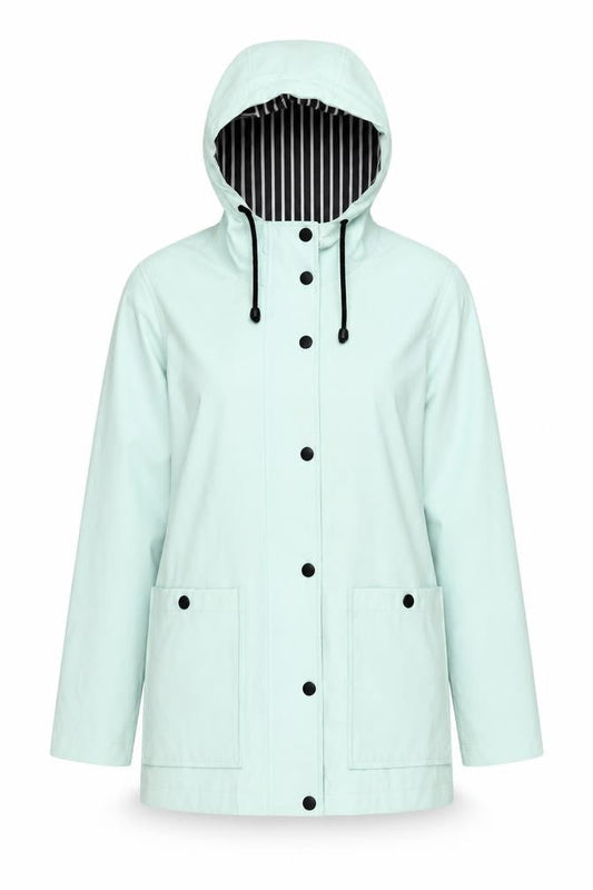 Topshop Women's Green Petite Rain Coat Size 6, Hooded