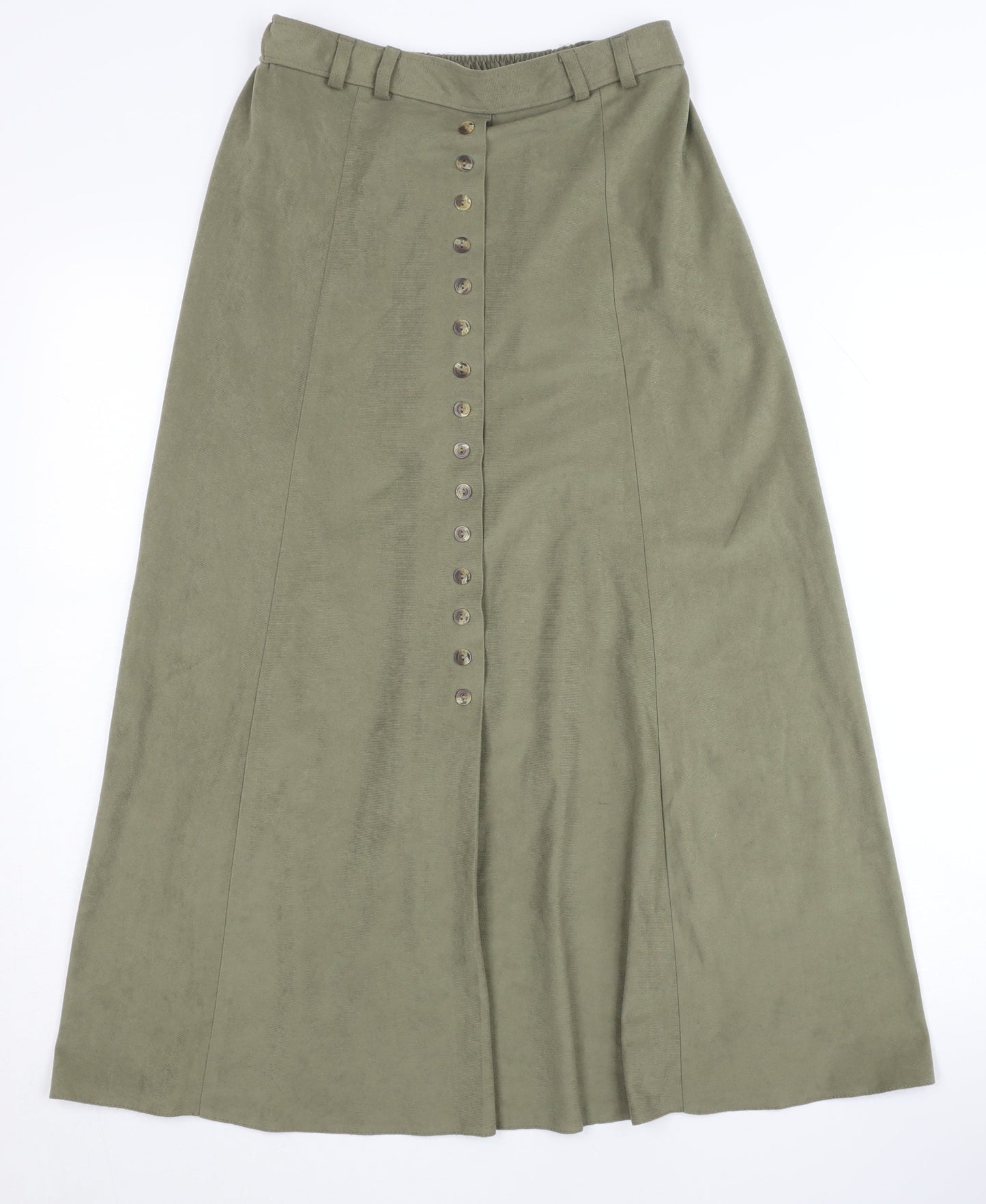 BHS Women's Long Green A-Line Polyester Skirt UK 10