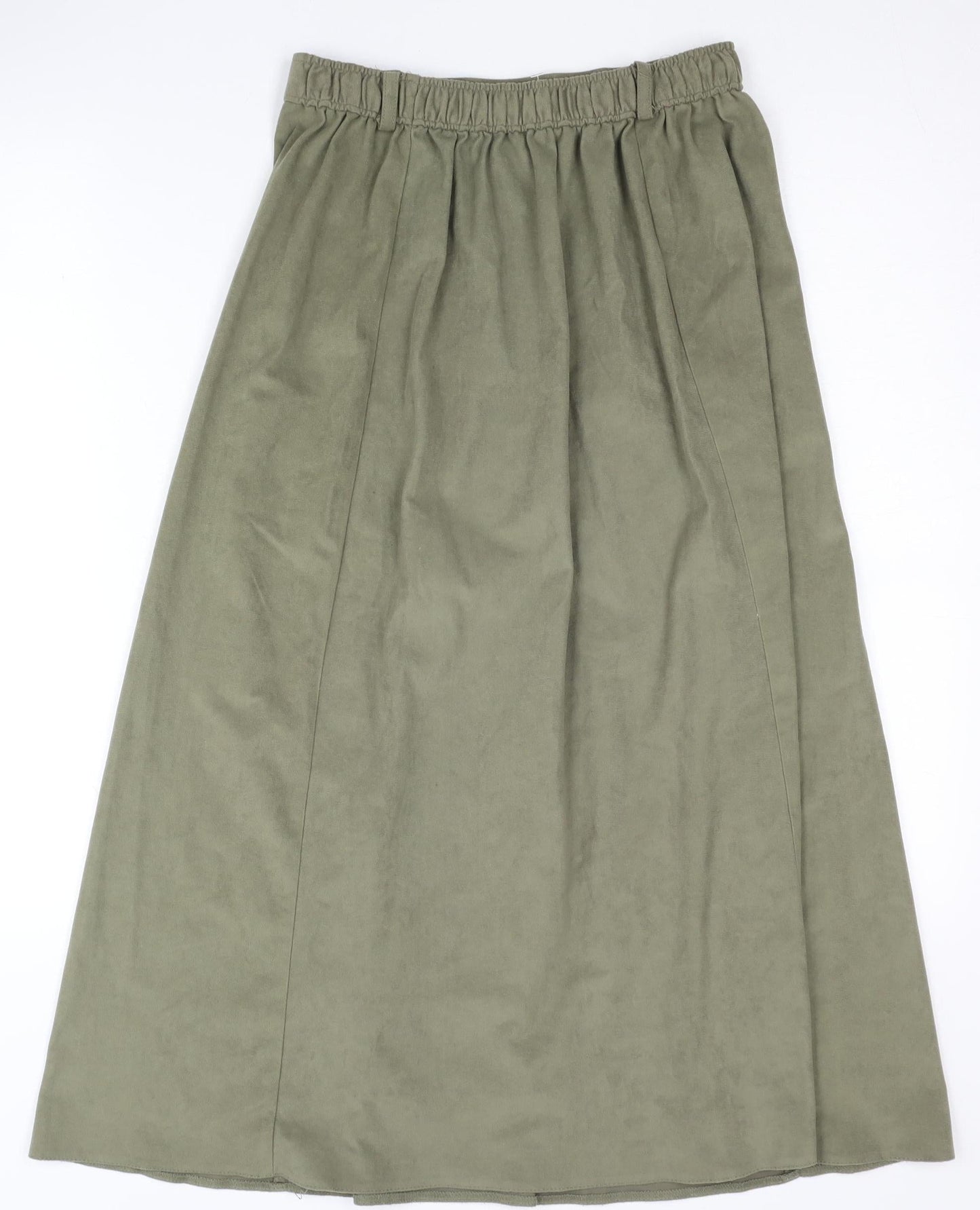 BHS Women's Long Green A-Line Polyester Skirt UK 10