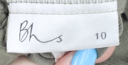 BHS Women's Long Green A-Line Polyester Skirt UK 10