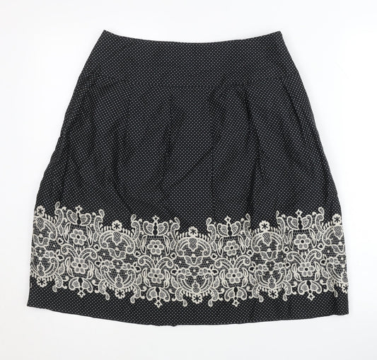 Ann Taylor Loft Women's Black Embroidered Skirt 4P