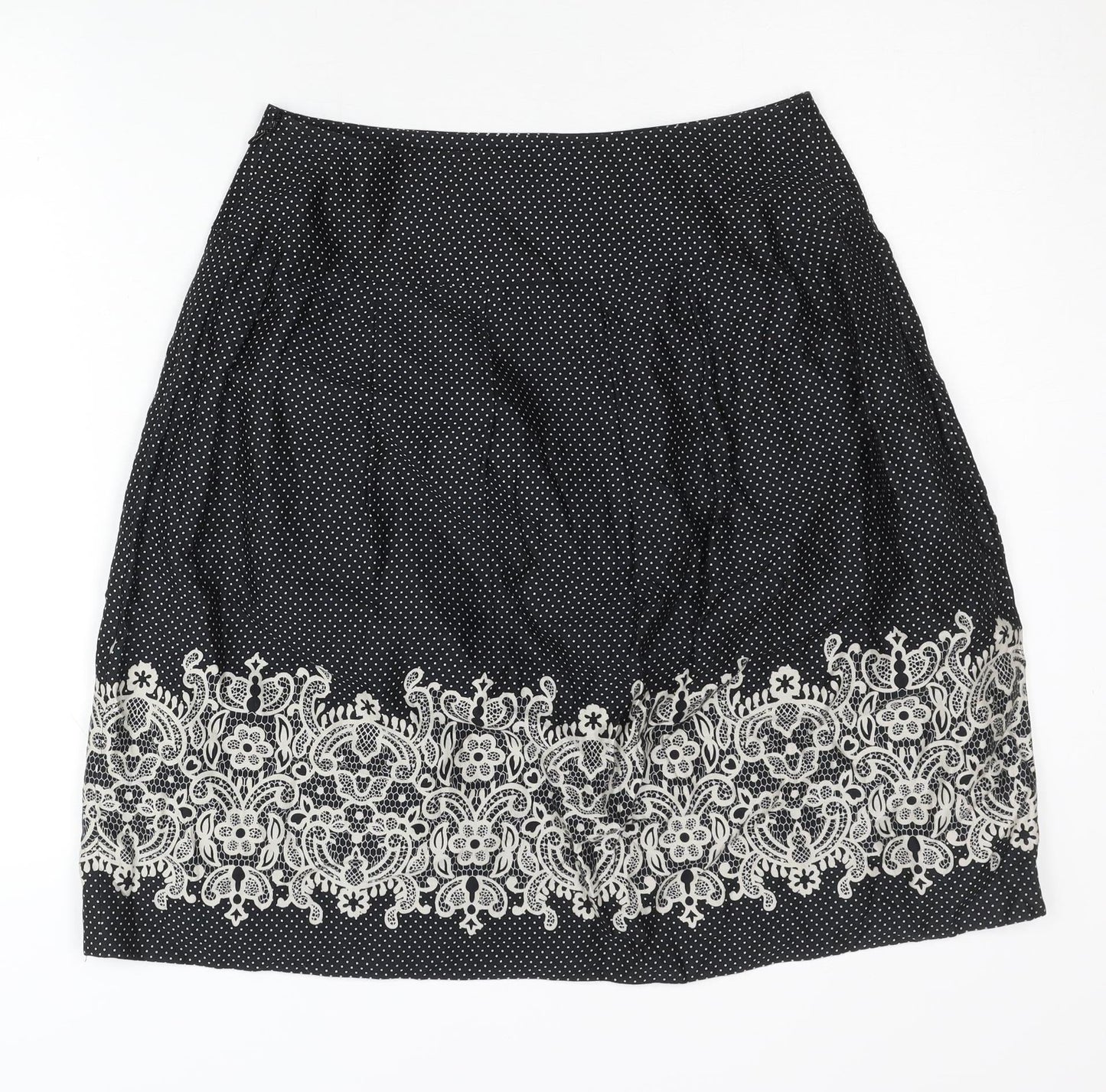 Ann Taylor Loft Women's Black Embroidered Skirt 4P