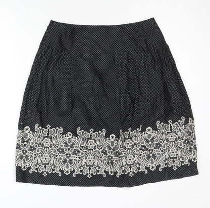 Ann Taylor Loft Women's Black Embroidered Skirt 4P