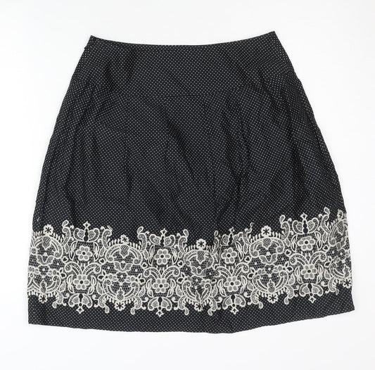 Ann Taylor Loft Women's Black Embroidered Skirt 4P