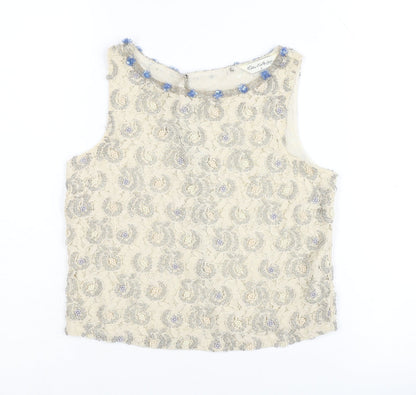 Miss Selfridge Ivory Beaded Sleeveless Top UK 6