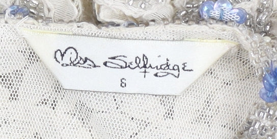 Miss Selfridge Ivory Beaded Sleeveless Top UK 6