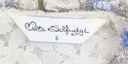 Miss Selfridge Ivory Beaded Sleeveless Top UK 6