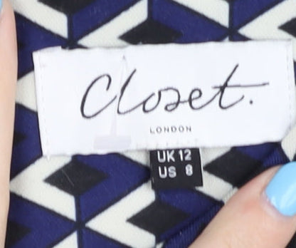 Closet London Women's Blue Geometric Dress Size 12