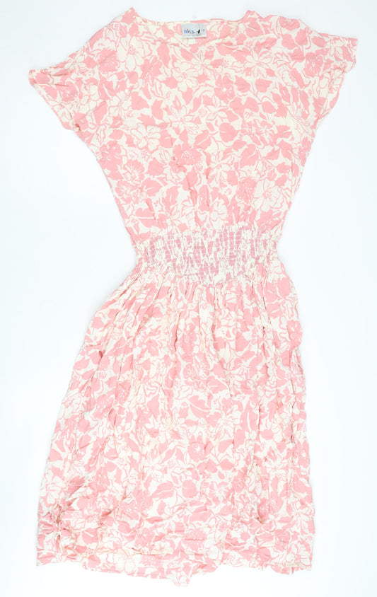 BHS Women's Pink Floral Shift Dress Size 12