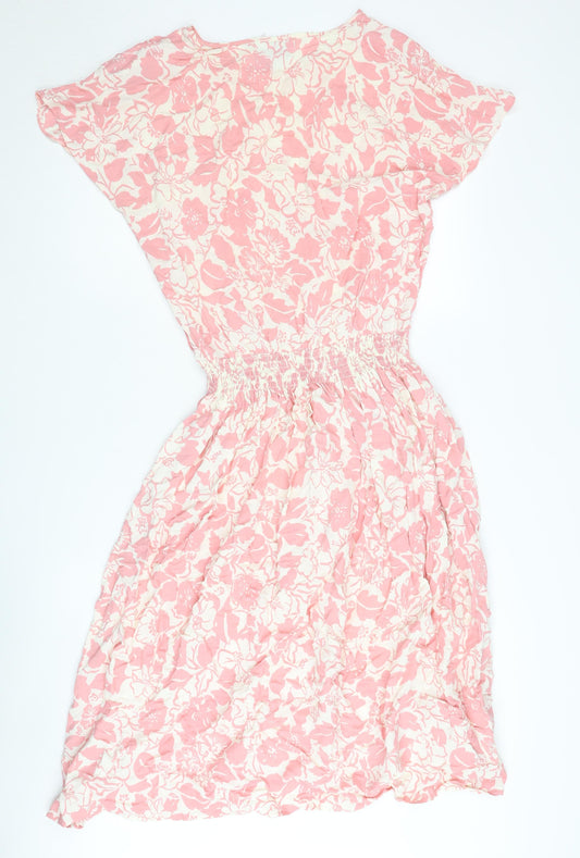 BHS Women's Pink Floral Shift Dress Size 12