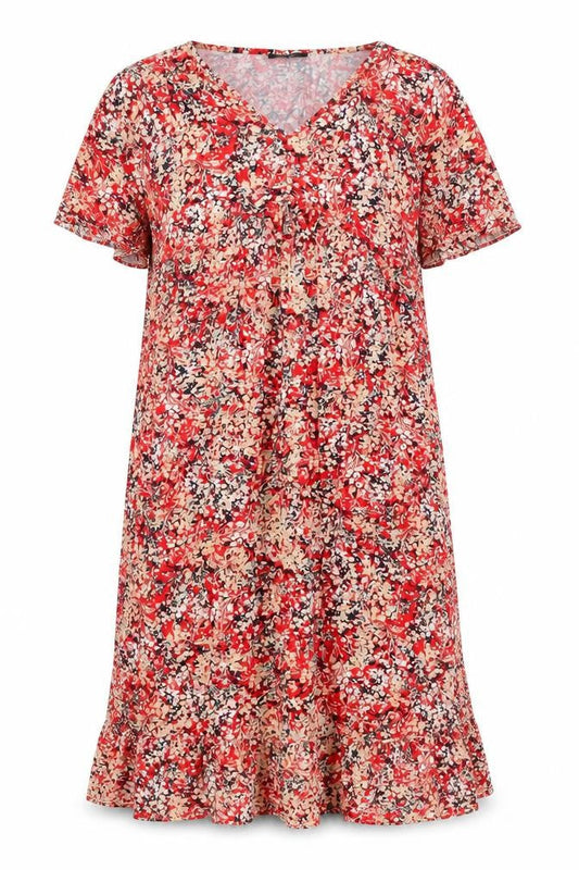 Front view of Wallis Women's Red Floral Dress, size 10