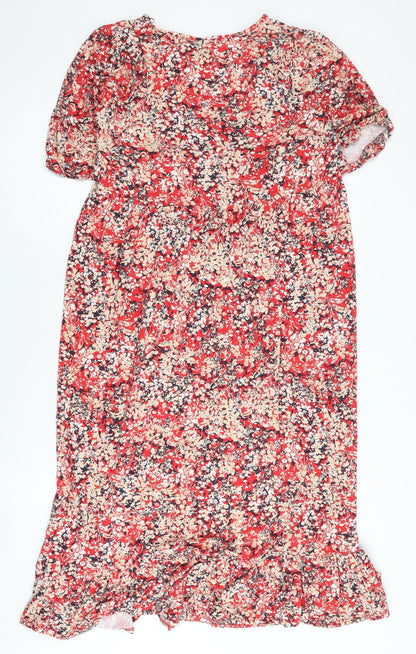 Wallis Women's Red Floral Dress Size 10