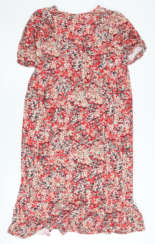Wallis Women's Red Floral Dress Size 10