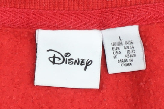 Brand and care label for Disney Red Mickey Mouse Sweatshirt unisex l