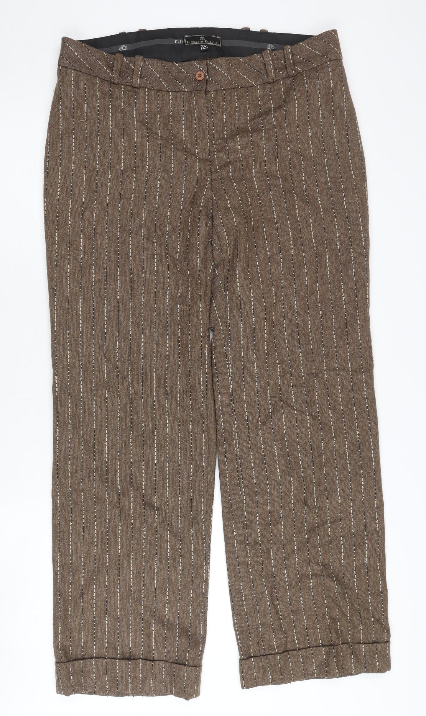 Elizabeth Emanuel Brown Striped Women's Trousers 14