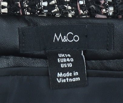 M&Co Women's Multicoloured Straight Pencil Skirt, Size 14