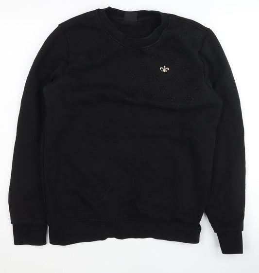 Additional front view of Montfleuri unisex black s pullover sweatshirt