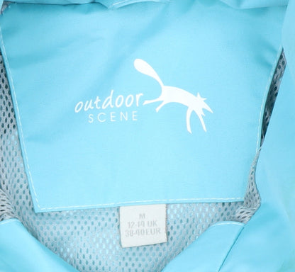 Womens UK Size M Outdoor Scene Blue Rain Coat Jacket
