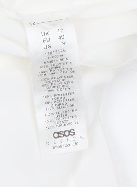 ASOS DESIGN Women White 12 Ruffle Lace Up Dress