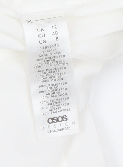 ASOS DESIGN Women White 12 Ruffle Lace Up Dress