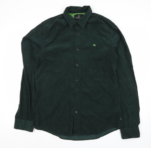 Scotch & Soda Men's Green Collared Large T-Shirt