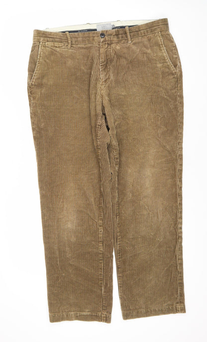 Marks and Spencer Men's Brown Straight Corduroy Trousers
