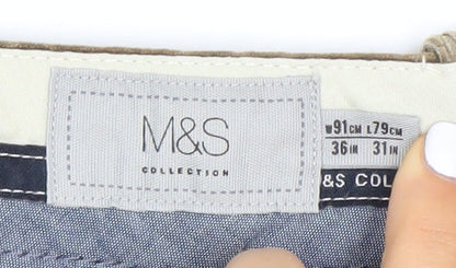 Marks and Spencer Men's Brown Straight Corduroy Trousers