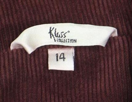 Klass Collection Women's Brown Blazer Size 14 Corduroy