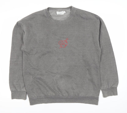 Topman Men's Grey Pullover Sweatshirt S