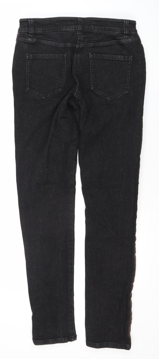 Next Women's Black Relaxed Skinny Jeans UK 8, Mid Rise