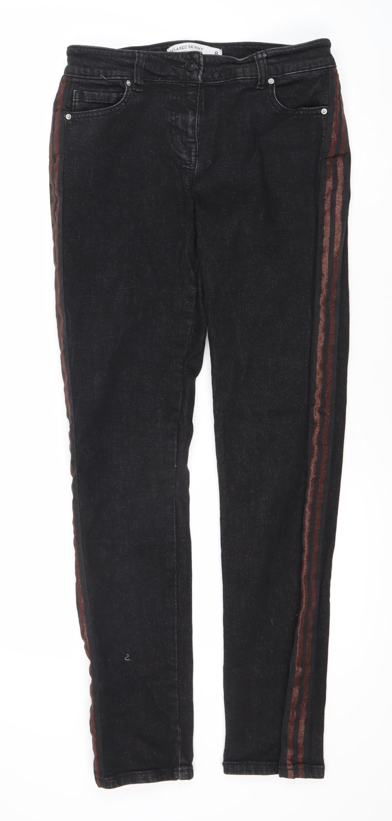 Next Women's Black Relaxed Skinny Jeans UK 8, Mid Rise