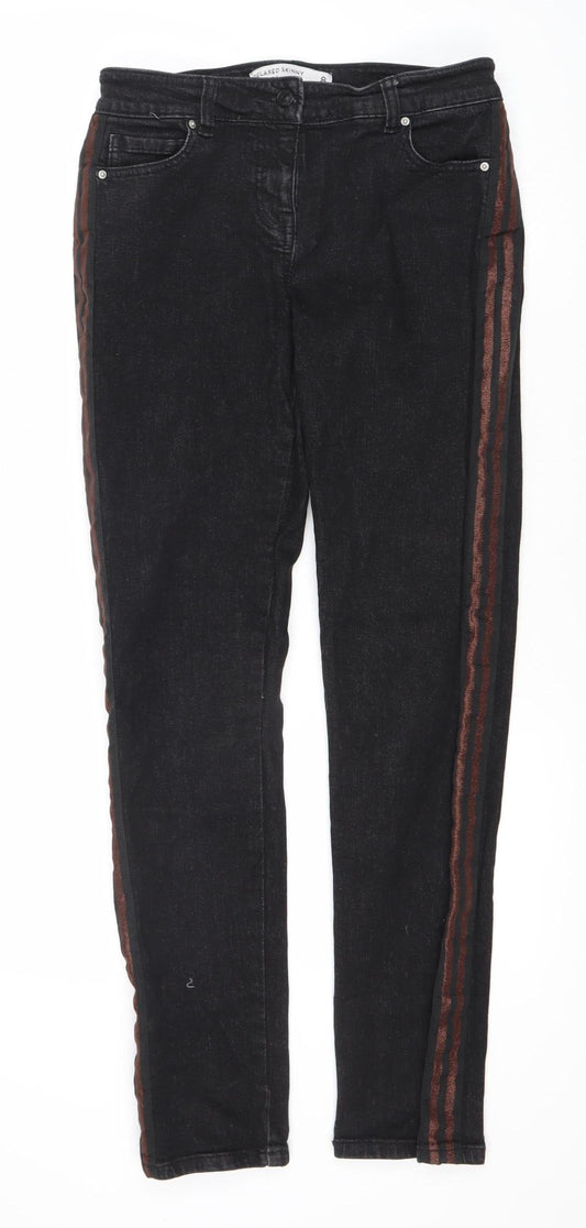 Next Women's Black Relaxed Skinny Jeans UK 8, Mid Rise