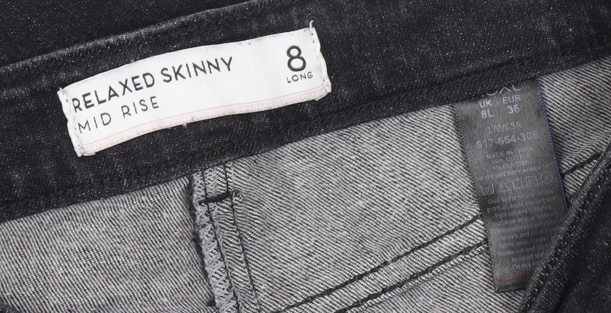 Next Women's Black Relaxed Skinny Jeans UK 8, Mid Rise