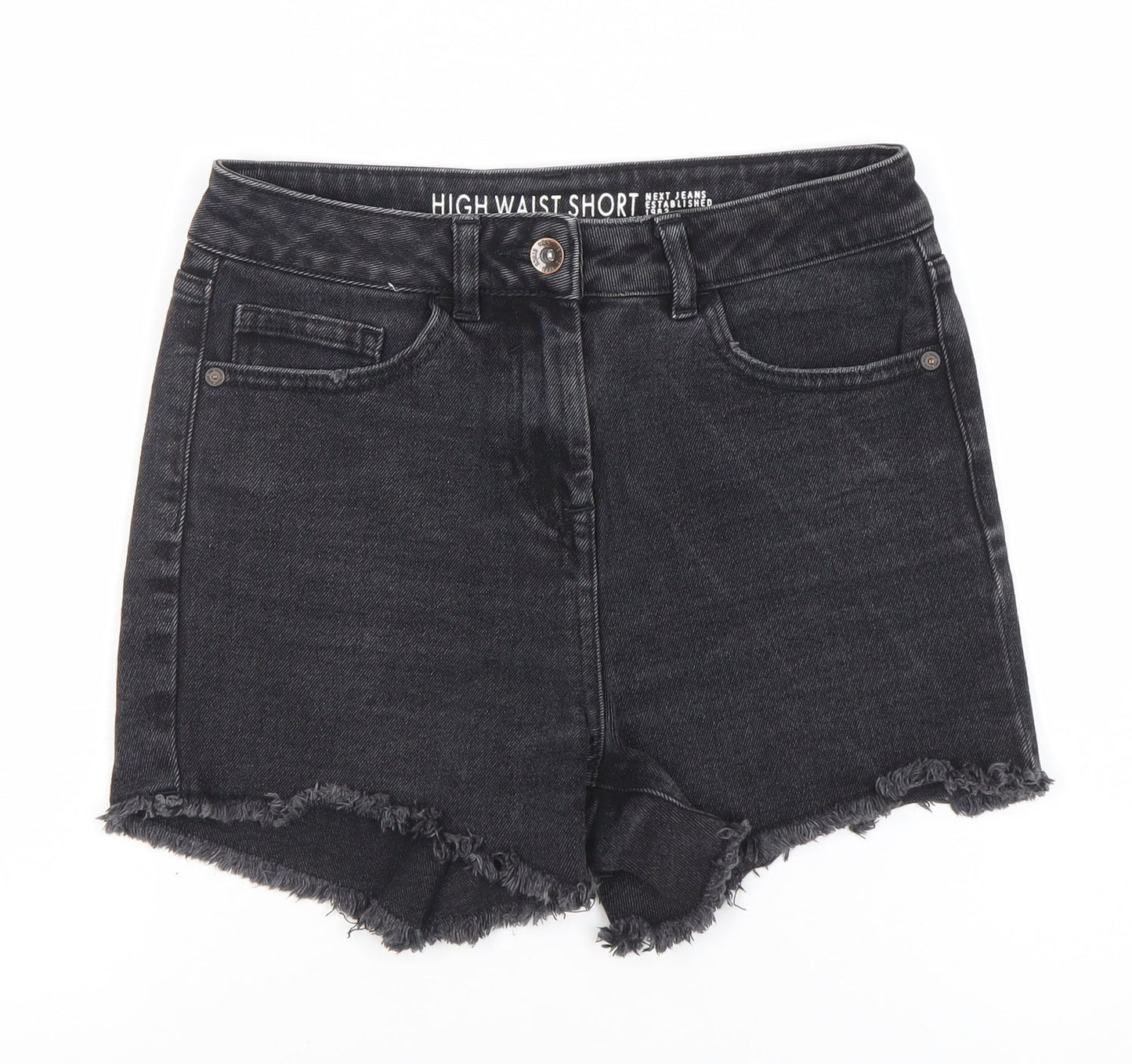 Next Women's Black Cut-Off Denim High Waist Shorts Size 6