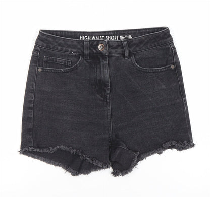 Next Women's Black Cut-Off Denim High Waist Shorts Size 6