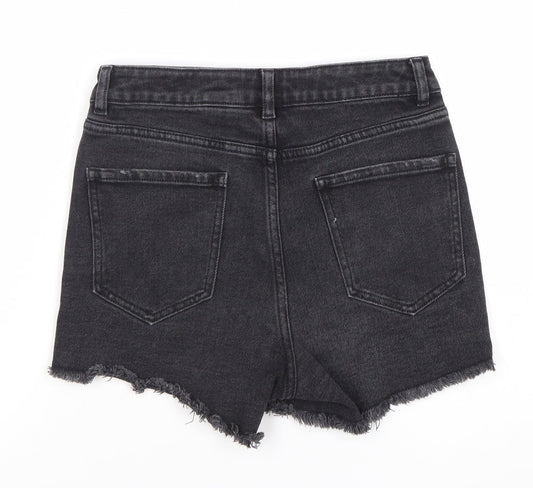 Next Women's Black Cut-Off Denim High Waist Shorts Size 6