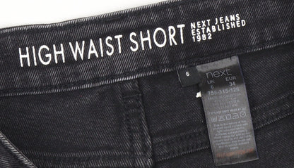 Next Women's Black Cut-Off Denim High Waist Shorts Size 6