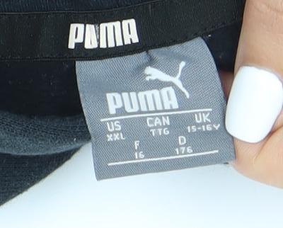 Puma Boys' Black Pullover Hoodie XL with Logo Accent