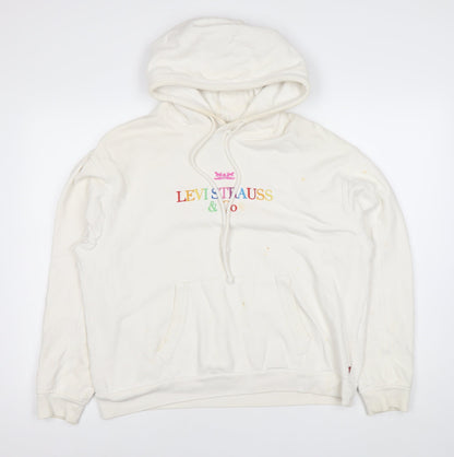Levi's Women's White Pullover Hoodie - Size S, Logo Design