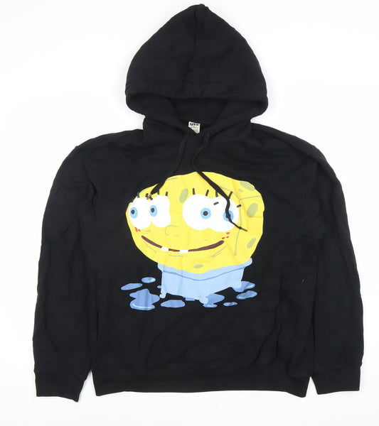 Uniqlo M Black SpongeBob Pullover Hoodie Unisex Adults