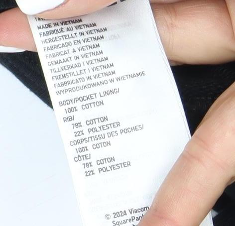 Uniqlo M Black SpongeBob Pullover Hoodie Unisex Adults