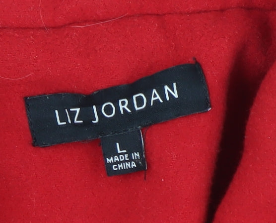 Liz Jordan Women's Red Belted Coat L, Zip Pockets