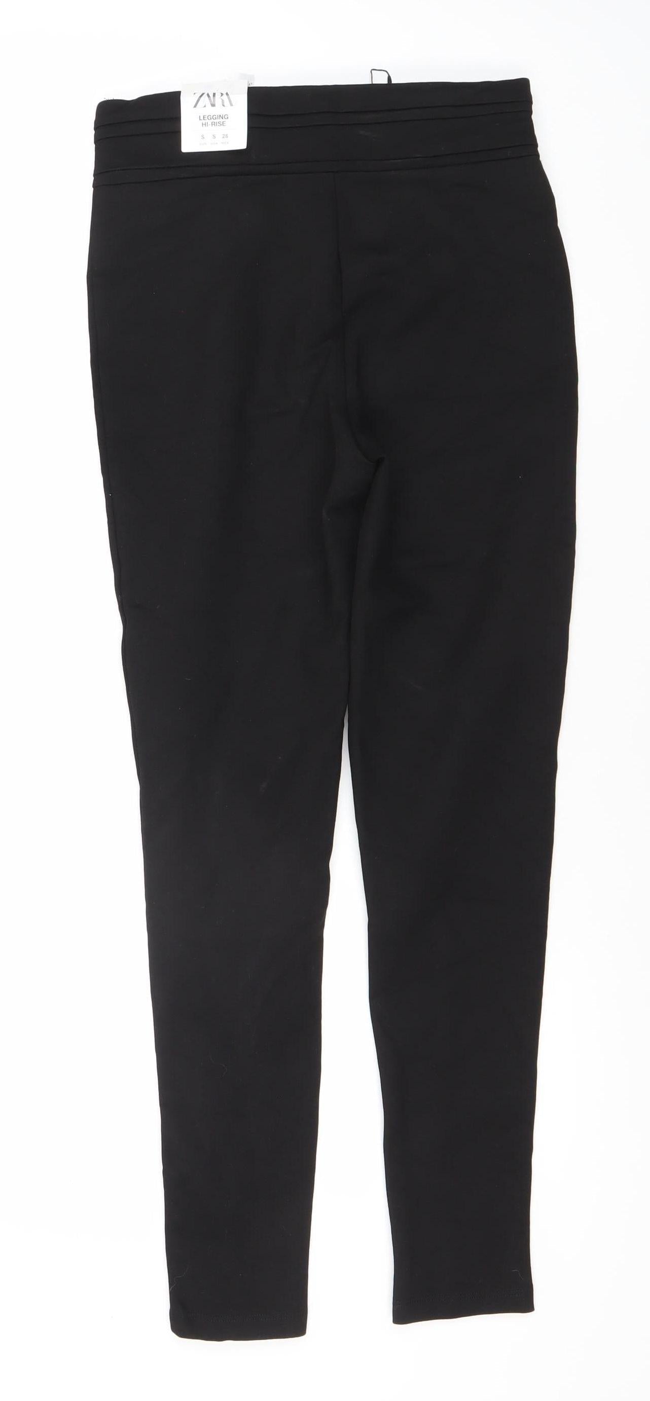 Womens UK Size S Zara Regular Fit Leggings Black Trousers